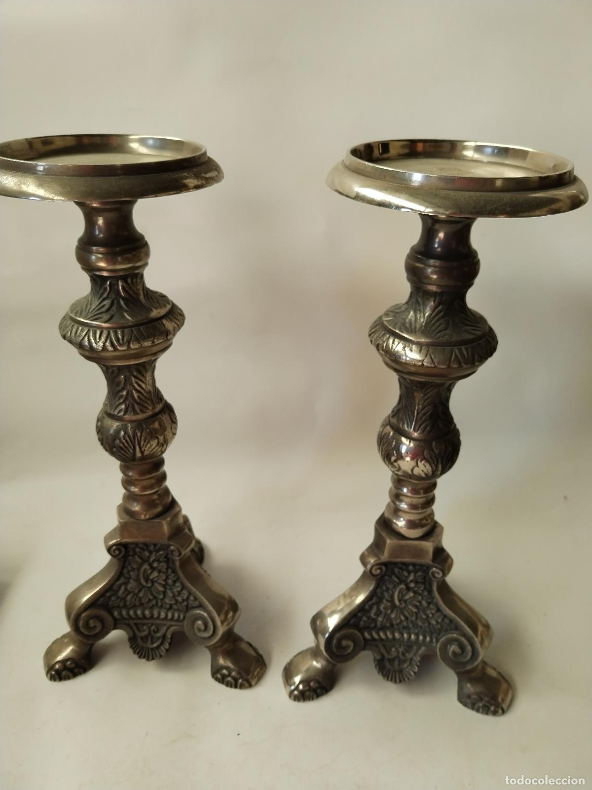 Antig&uuml;edades: 2 candelabros candeleros - Foto 5
