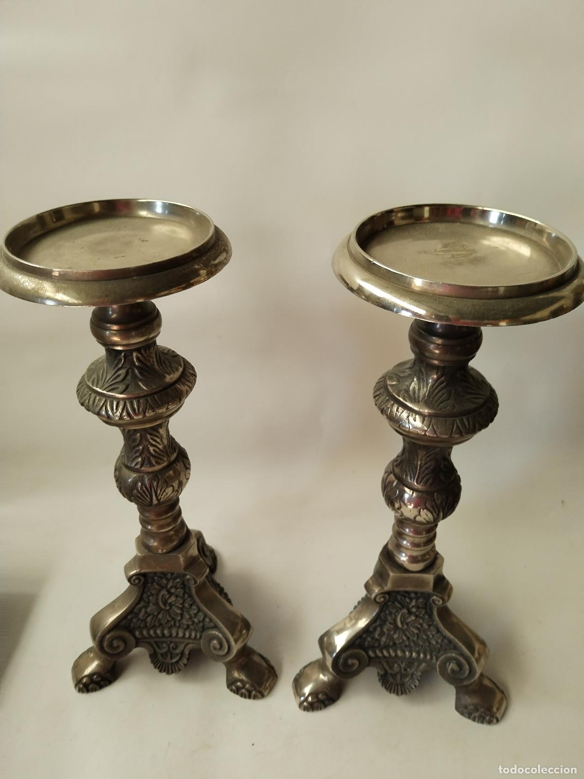 Antig&uuml;edades: 2 candelabros candeleros - Foto 6