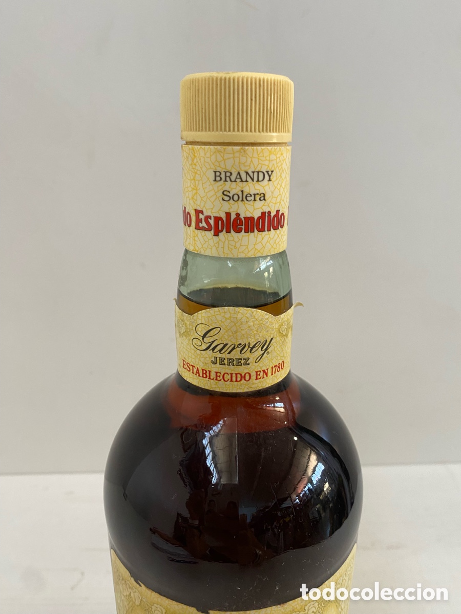 Antig&uuml;edades: Botella de brandy antigua &ldquo; espl&eacute;ndido &ldquo;. Precintada - Foto 1