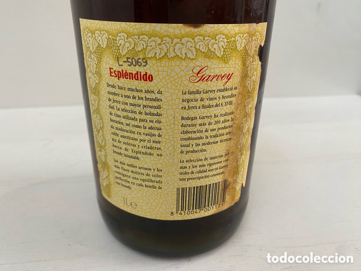 Antig&uuml;edades: Botella de brandy antigua &ldquo; espl&eacute;ndido &ldquo;. Precintada - Foto 2