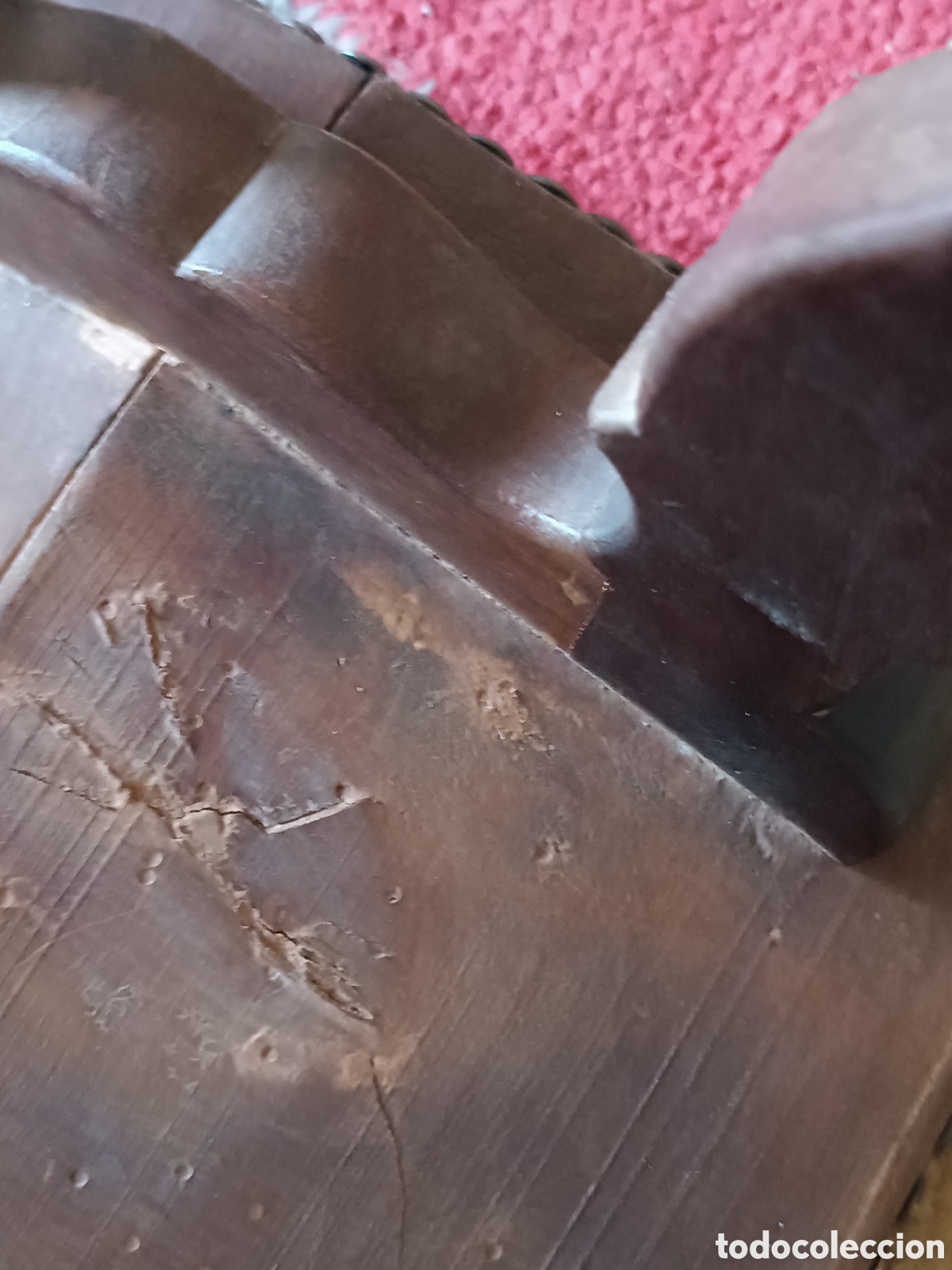 Antig&uuml;edades: Taburete castellano antiguo nogal - Foto 8