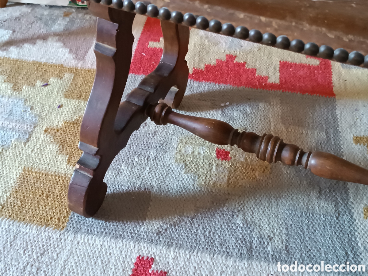 Antig&uuml;edades: Taburete castellano antiguo nogal - Foto 11