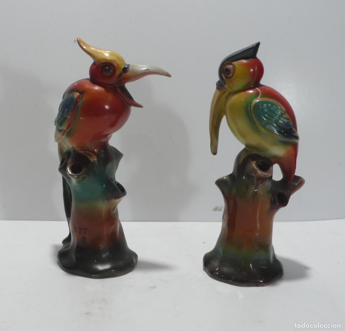 Antig&uuml;edades: PAREJA DE PAJAROS EN PORCELANA