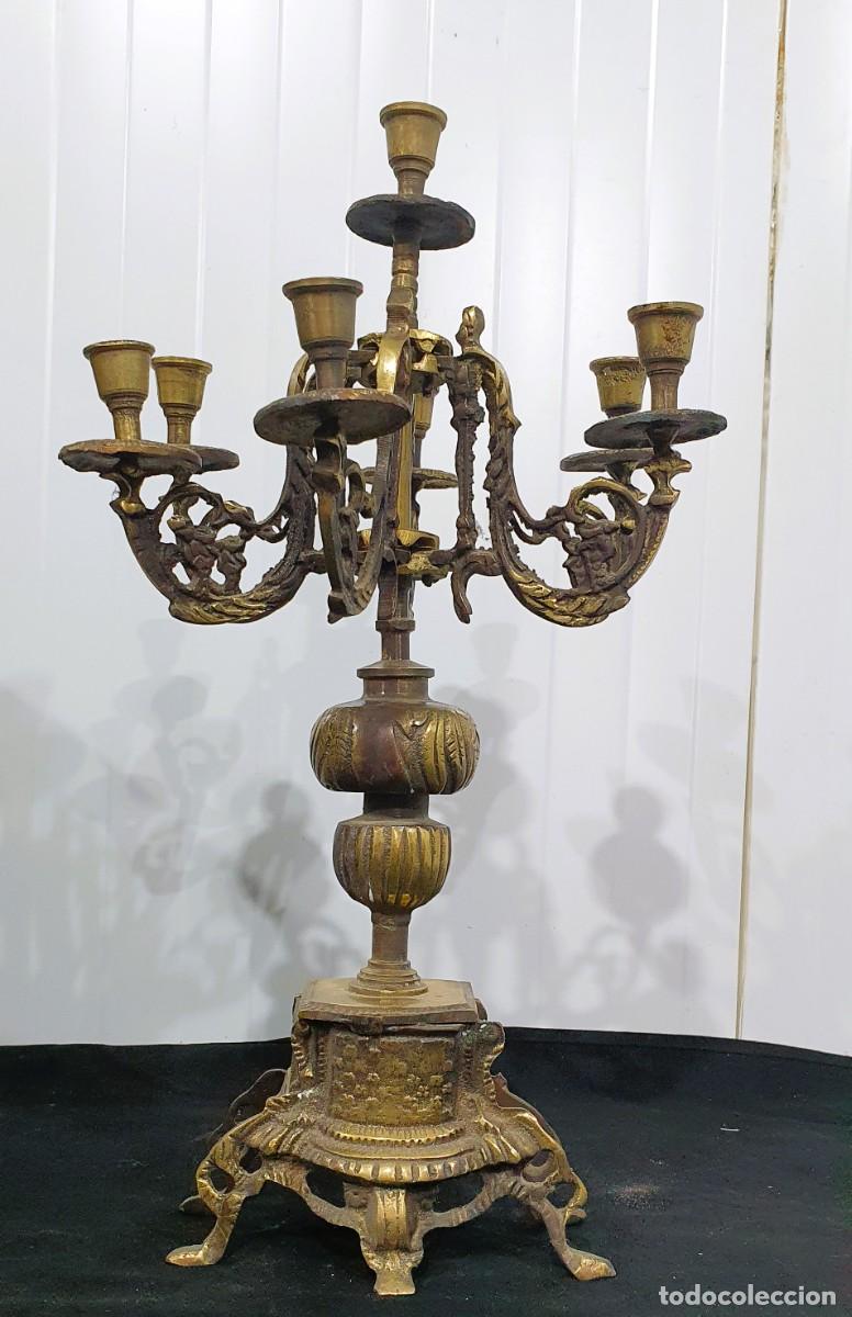 Antig&uuml;edades: -Antiguo candelabro de bronce S.XIX - Foto 3