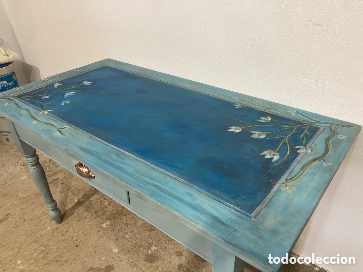 Antig&uuml;edades: Mesa cocina pintada a mano - Foto 7