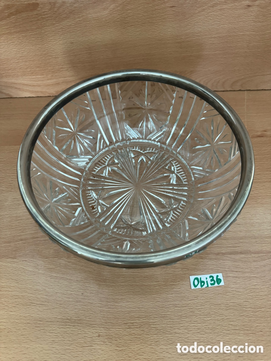 Antig&uuml;edades: Centro mesa cristal y plata artco - Foto 2