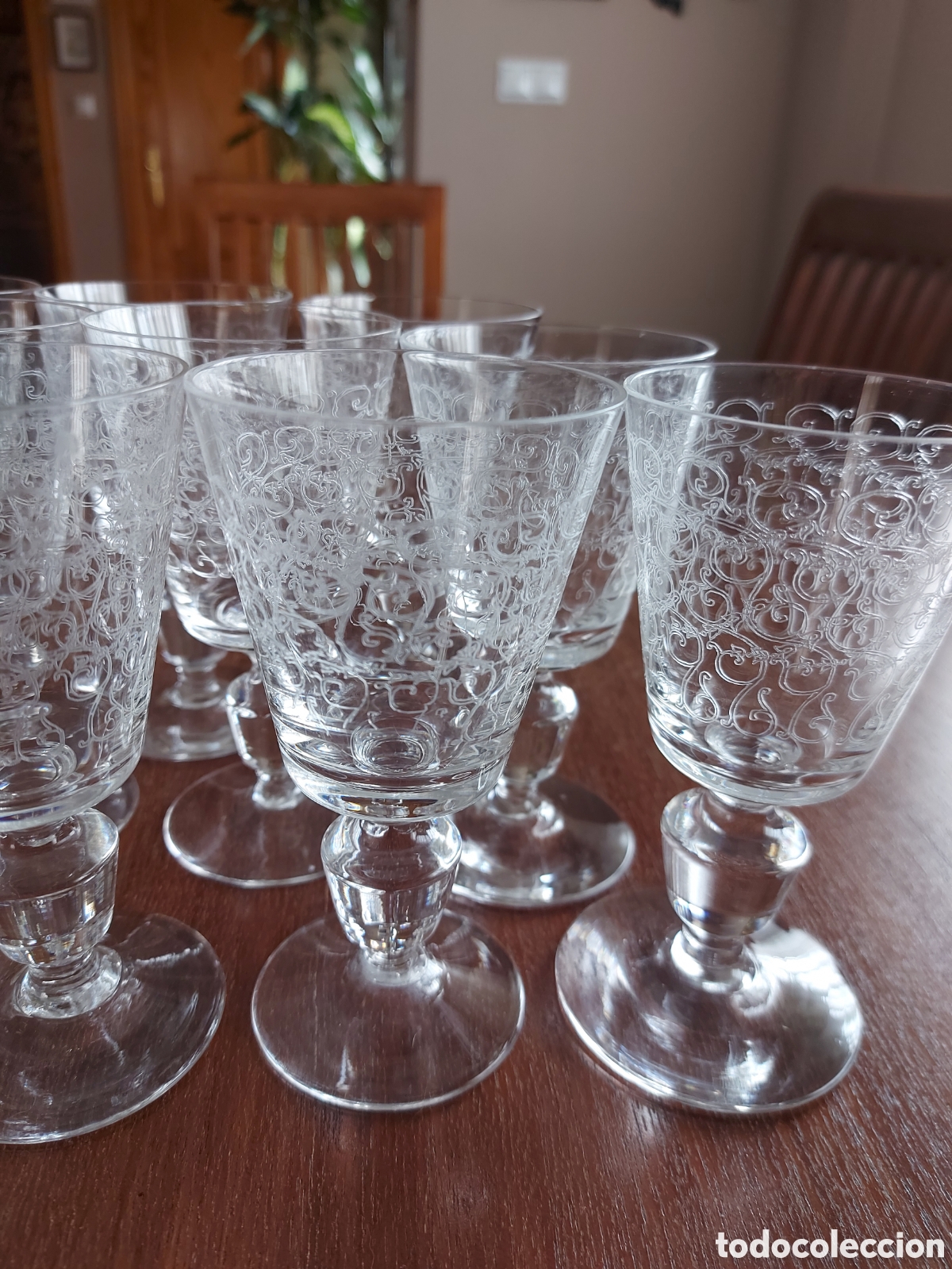Antig&uuml;edades: Copas postre Cristal Bohemia grabados - Foto 1