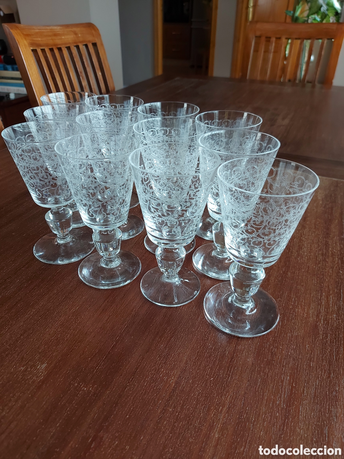 Antig&uuml;edades: Copas postre Cristal Bohemia grabados - Foto 2