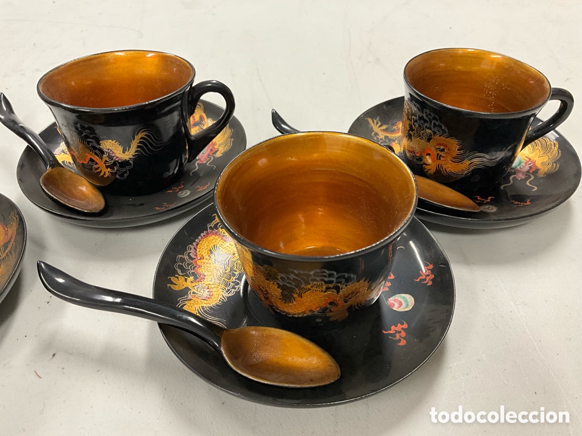 Antig&uuml;edades: Juego de caf&eacute; de laca china - Foto 2