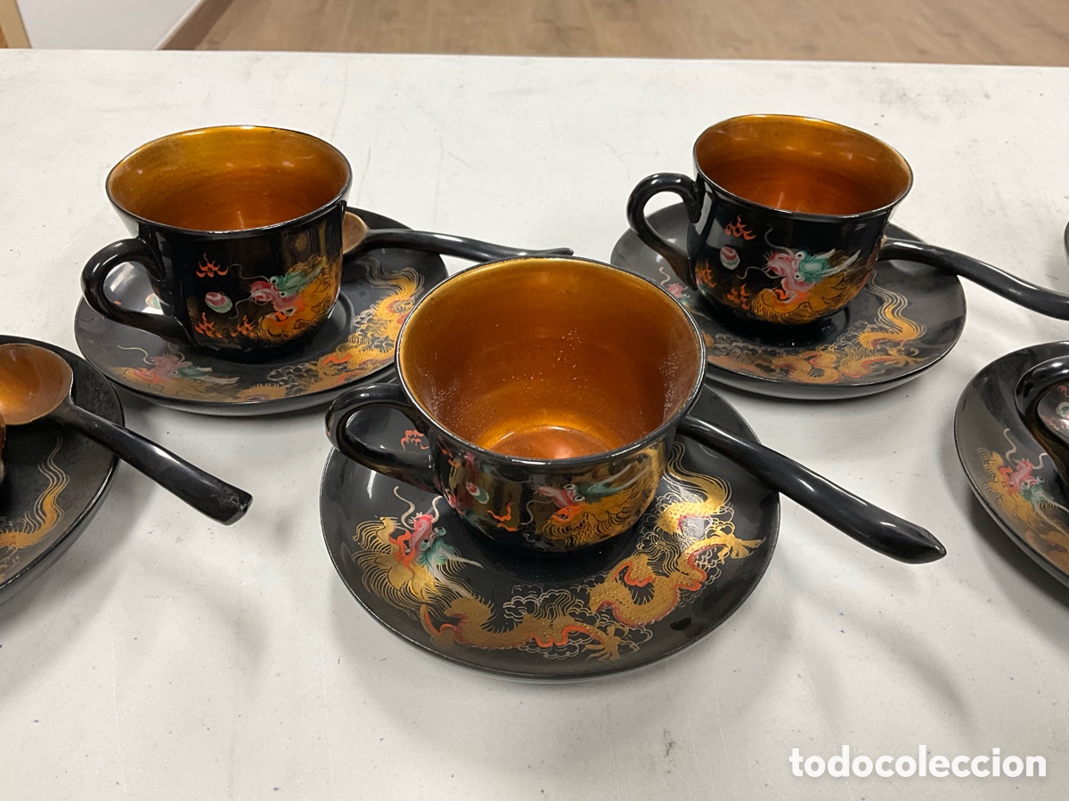 Antig&uuml;edades: Juego de caf&eacute; de laca china - Foto 4