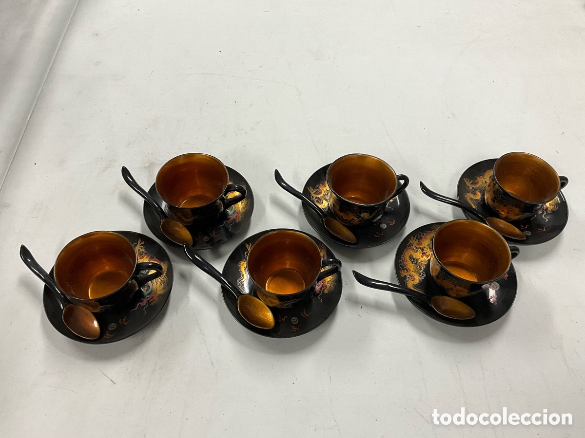 Antig&uuml;edades: Juego de caf&eacute; de laca china - Foto 1