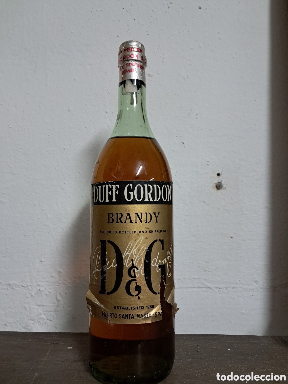 Antig&uuml;edades: Botella brandy duff Gordon Puerto Santa maria