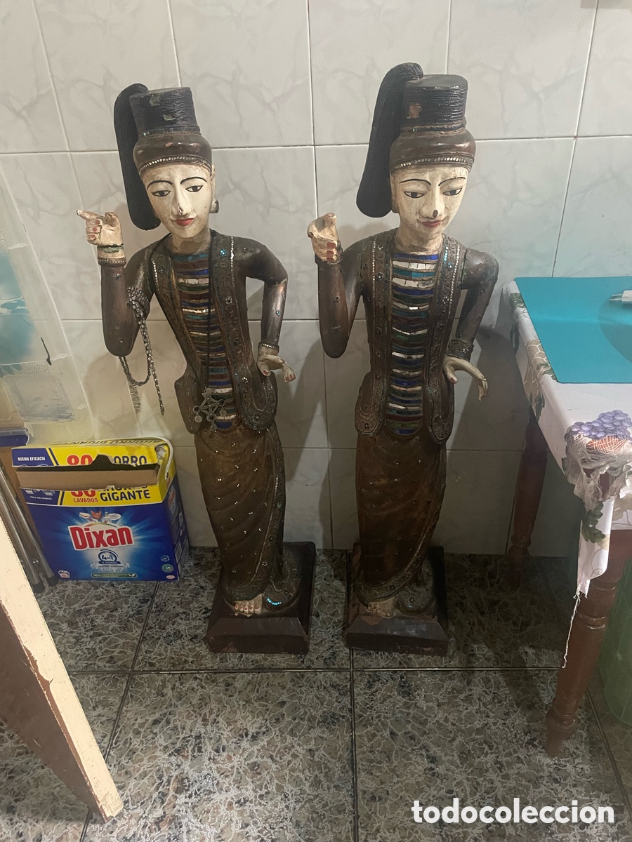 Antig&uuml;edades: Dos figuras de madera antiguas - Foto 1