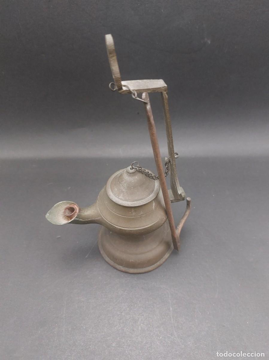 Antig&uuml;edades: L&Aacute;MPARA DE ACEITE DE BRONCE ANTIGUA - Foto 1