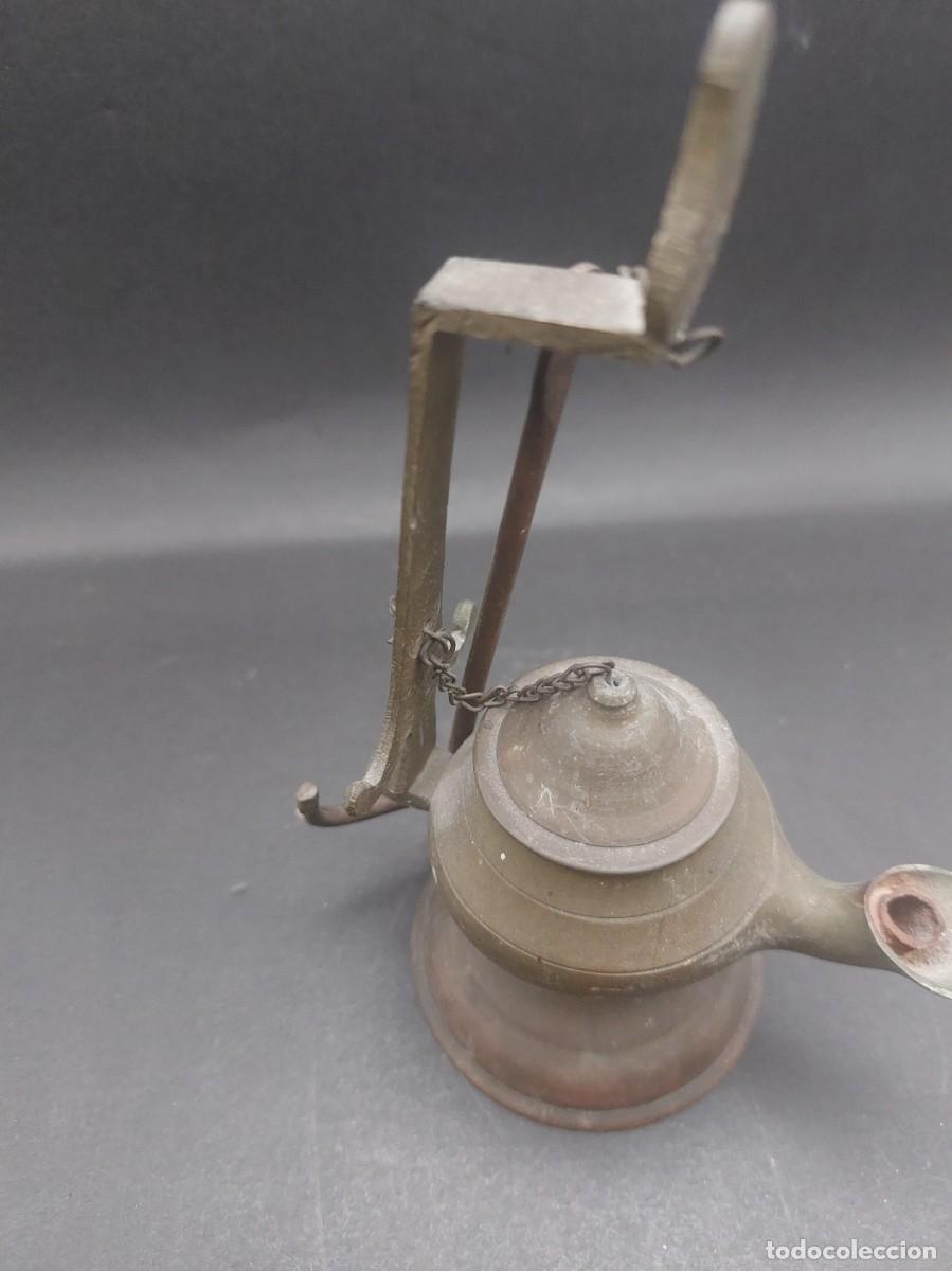 Antig&uuml;edades: L&Aacute;MPARA DE ACEITE DE BRONCE ANTIGUA - Foto 7