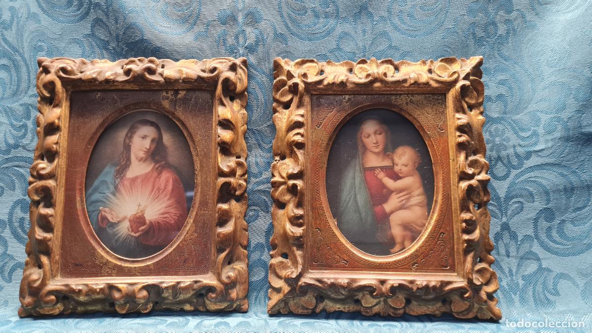 Antig&uuml;edades: PAREJA DE CUADROS RELIGIOSOS - Foto 1