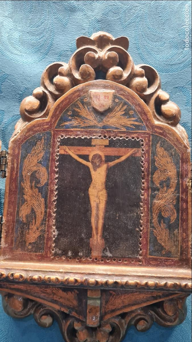 Antig&uuml;edades: TR&Iacute;PTICO RELIGIOSO EN MADERA - Foto 2
