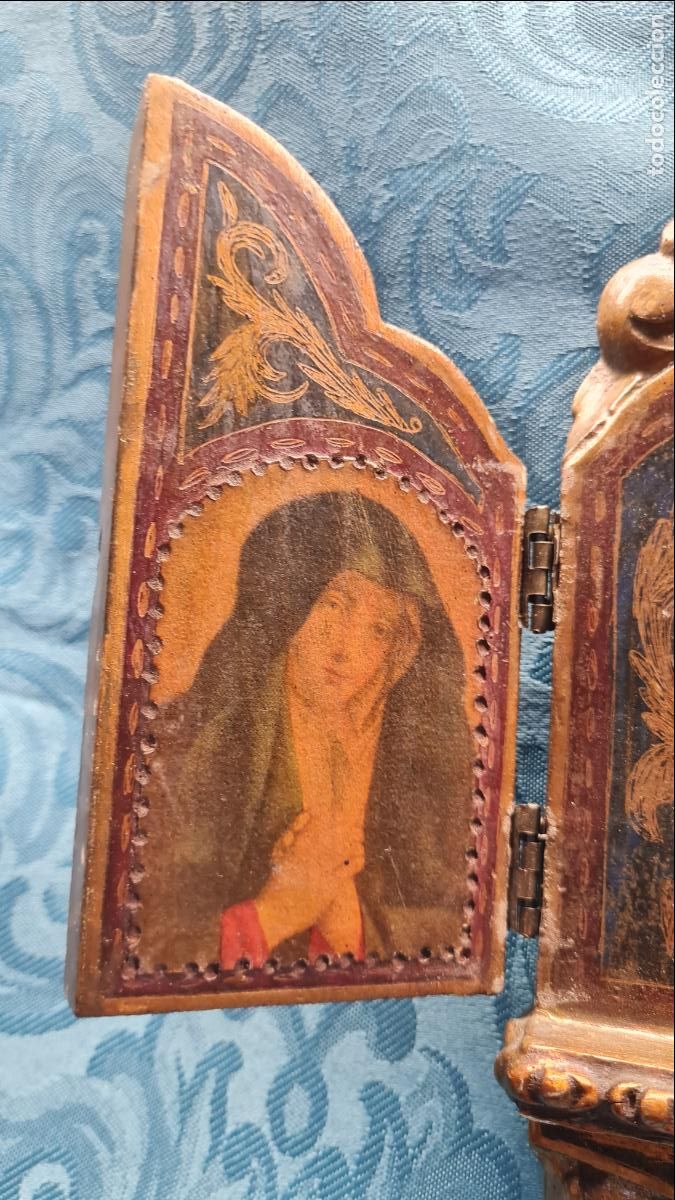 Antig&uuml;edades: TR&Iacute;PTICO RELIGIOSO EN MADERA - Foto 3