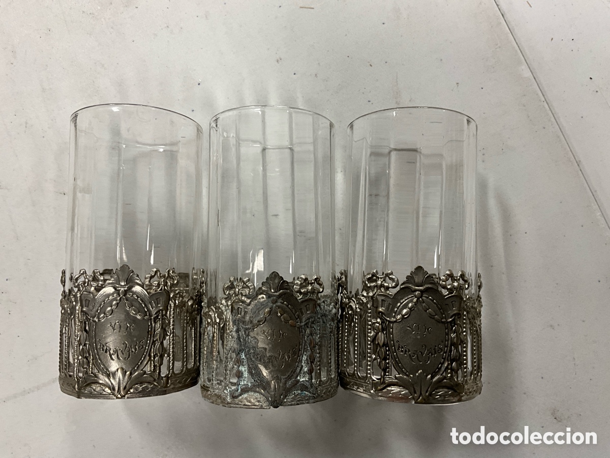 Antig&uuml;edades: 3 vasos de cristal para brandy - Foto 2