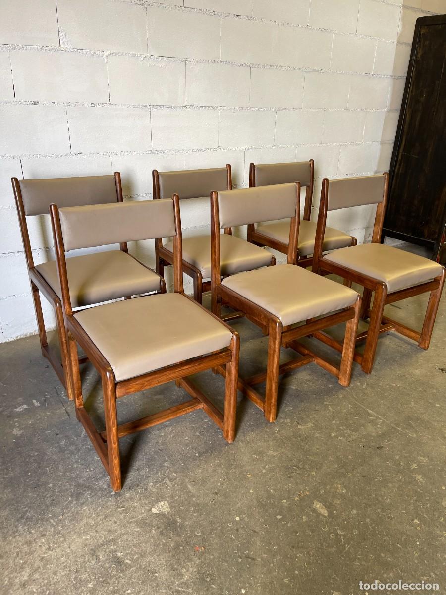 Antig&uuml;edades: set 6 silla mid century restauradas - Foto 3