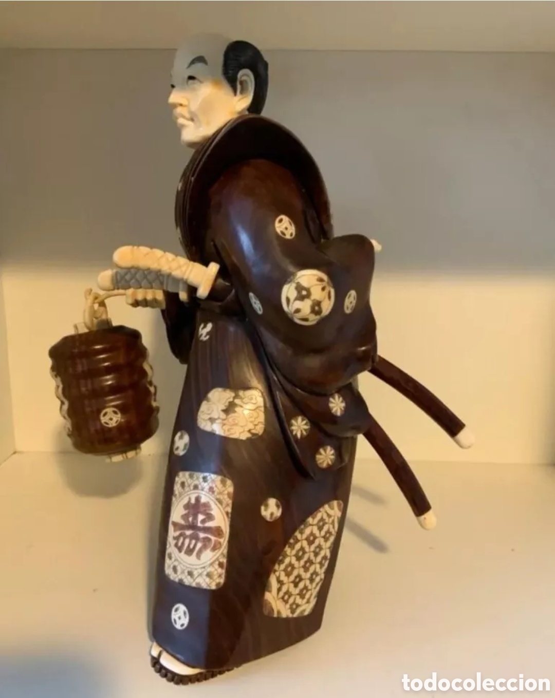 Antig&uuml;edades: Samurai Okimono Japones &Eacute;bano y Marfil - Foto 1