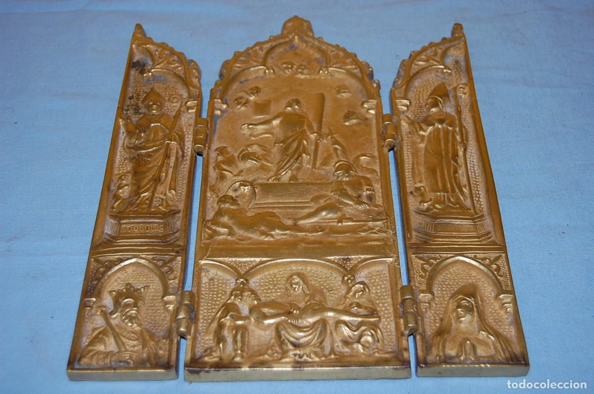 Antig&uuml;edades: TRIPTICO DE BRONCE ANTIGUO - Foto 3