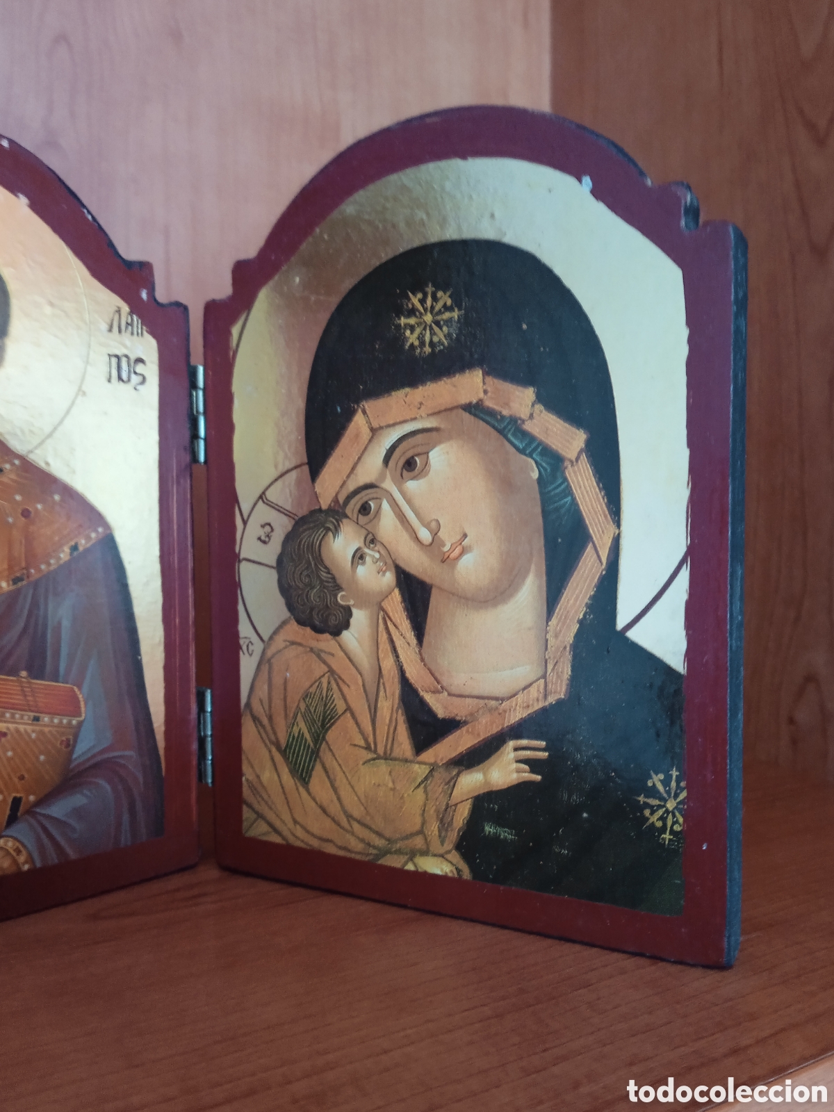 Antig&uuml;edades: D&iacute;ptico Religioso de madera y pinturas - Foto 3
