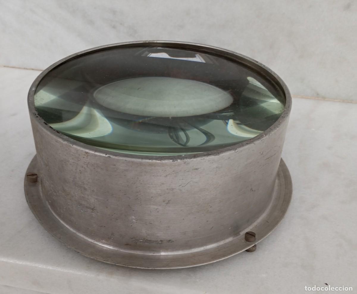Antig&uuml;edades: Gran lente o lupa de uso mar&iacute;timo o m&eacute;dico muy antigua mide 18.50 cms de diametro