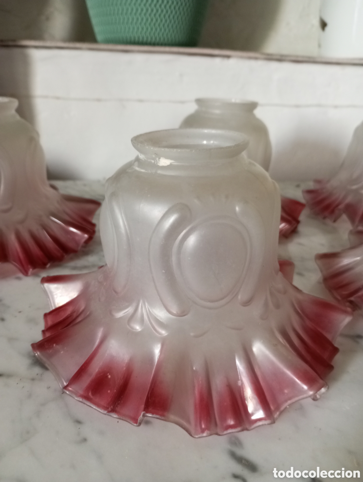 Antig&uuml;edades: Conjunto de 5 tulipas rizadas rojas - Foto 2