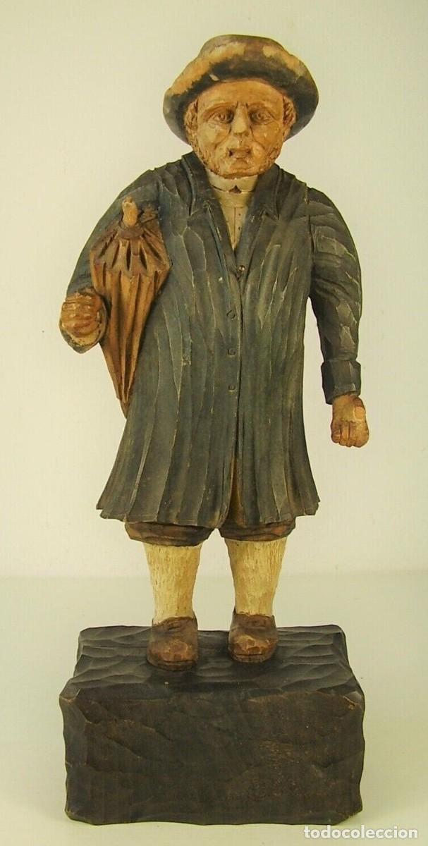 Antig&uuml;edades: Talla de madera campesino. - Foto 1
