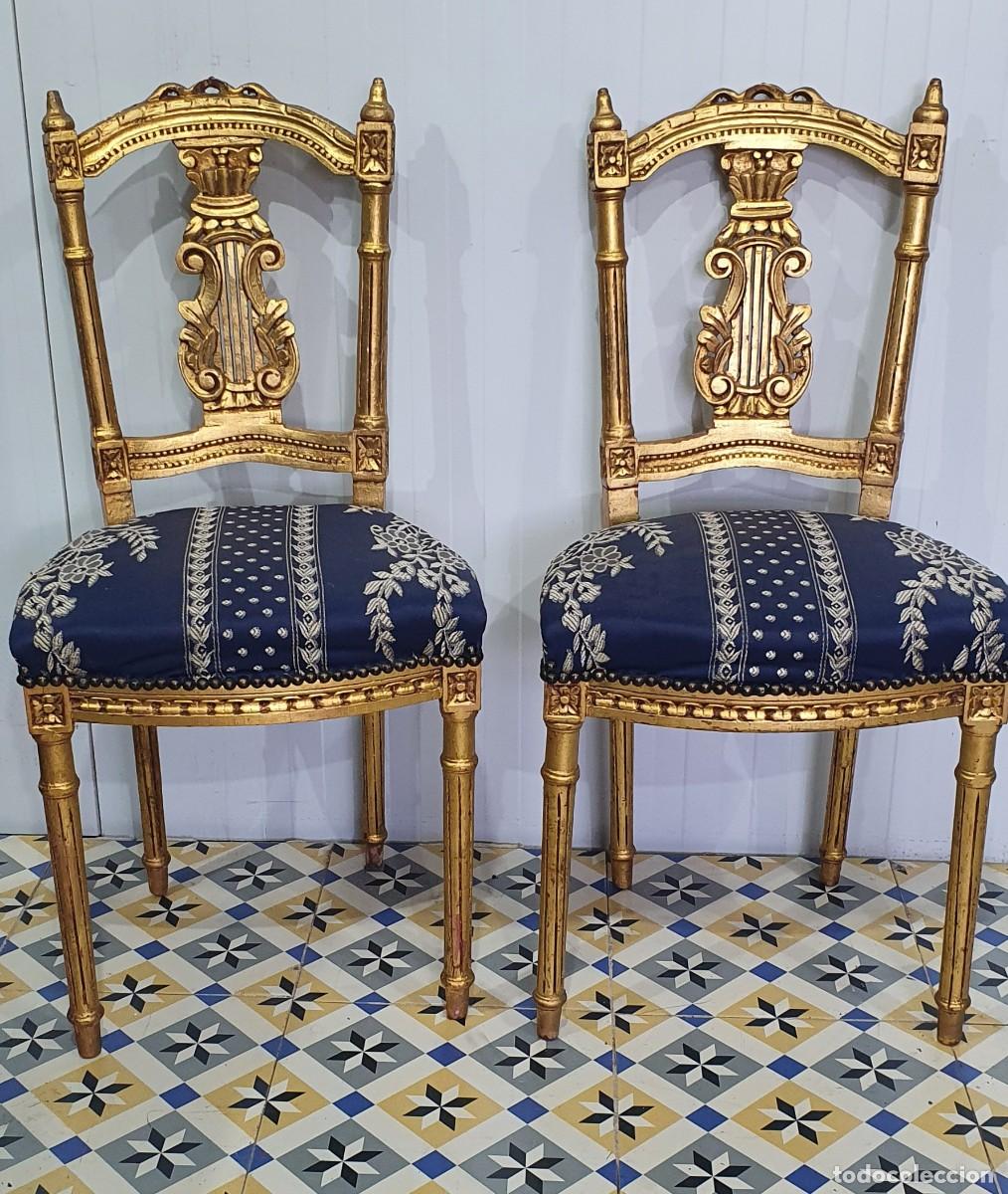 Antig&uuml;edades: Pareja de sillas en dorado - Foto 1