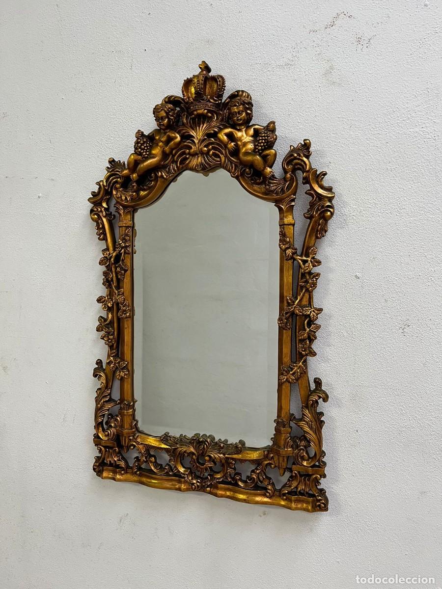 Antig&uuml;edades: Elegante espejo con querubines y corona central. - Foto 1