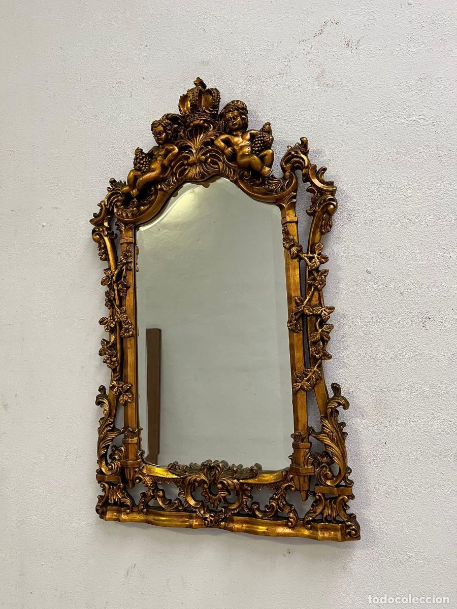 Antig&uuml;edades: Elegante espejo con querubines y corona central. - Foto 3