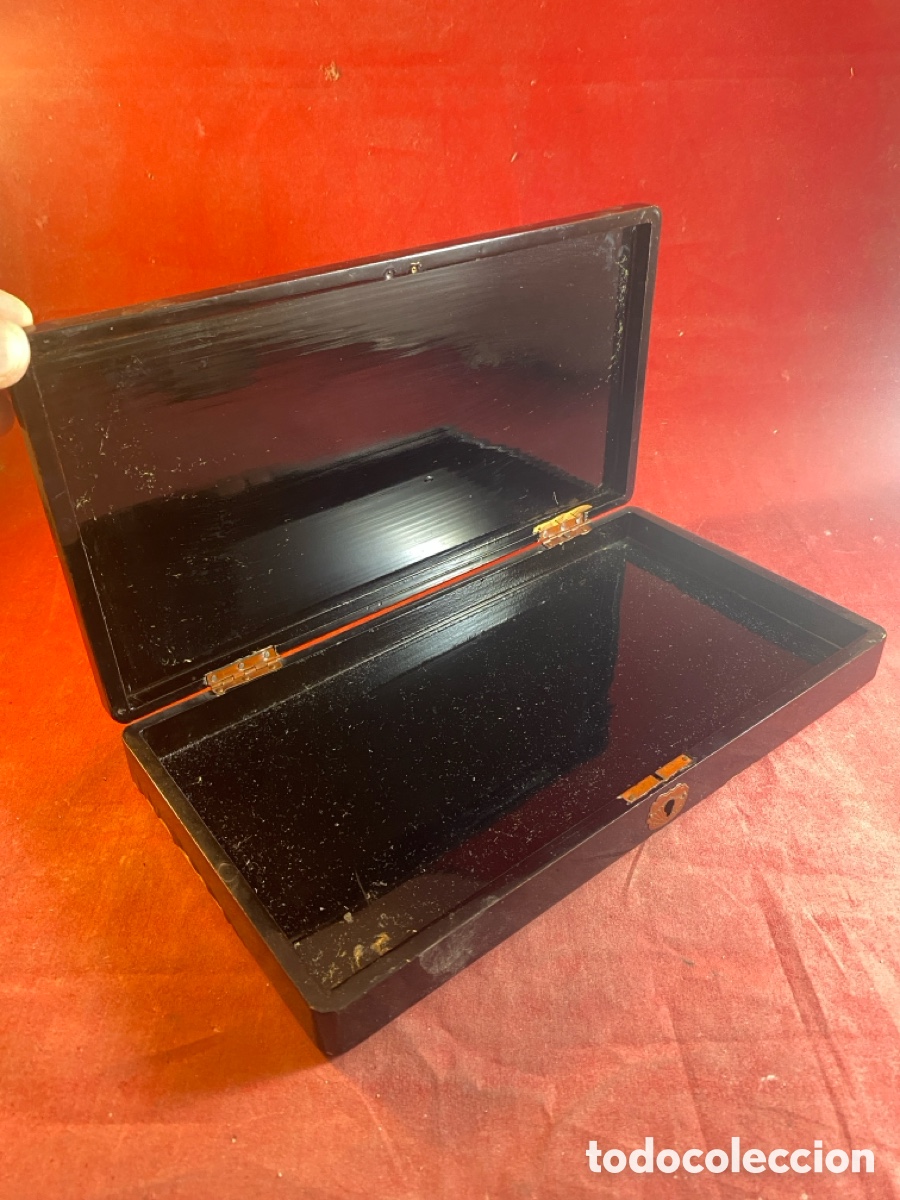 Antig&uuml;edades: Caja oriental madera negra lacada - Foto 2