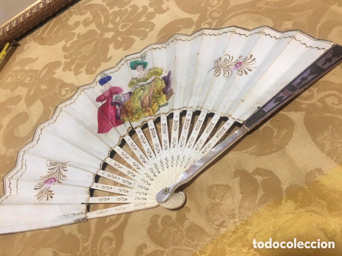 Antig&uuml;edades: Abanico con escena galante. - Foto 7