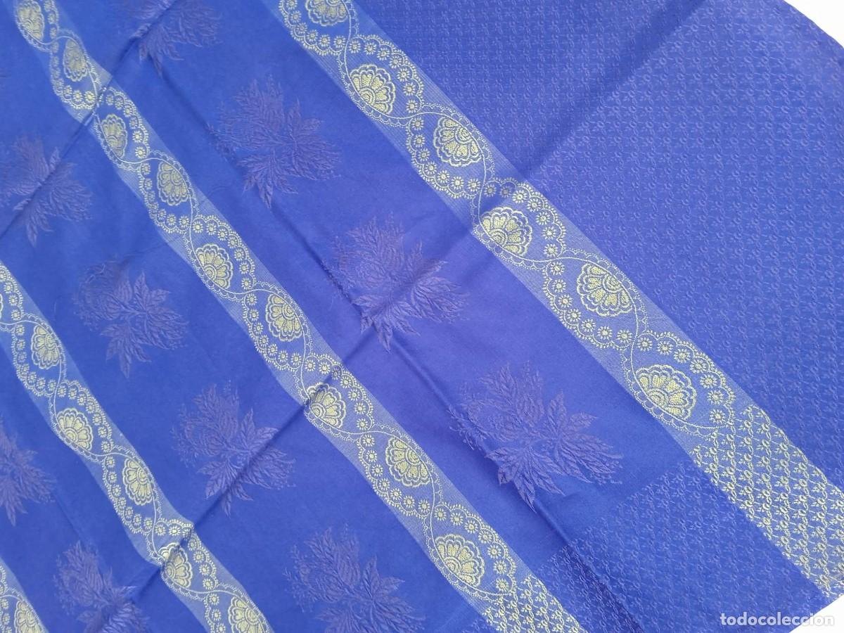 Antig&uuml;edades: PA&Ntilde;UELO BROCADO, AZUL - Foto 4