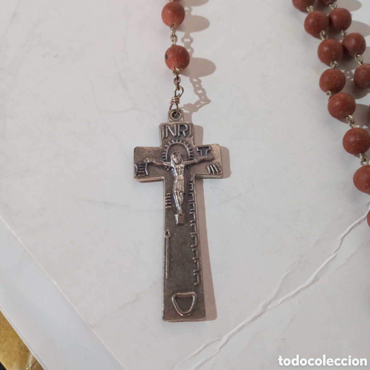 Antig&uuml;edades: ANTIGUO ROSARIO CON CUENTAS DE MADERA - Foto 3
