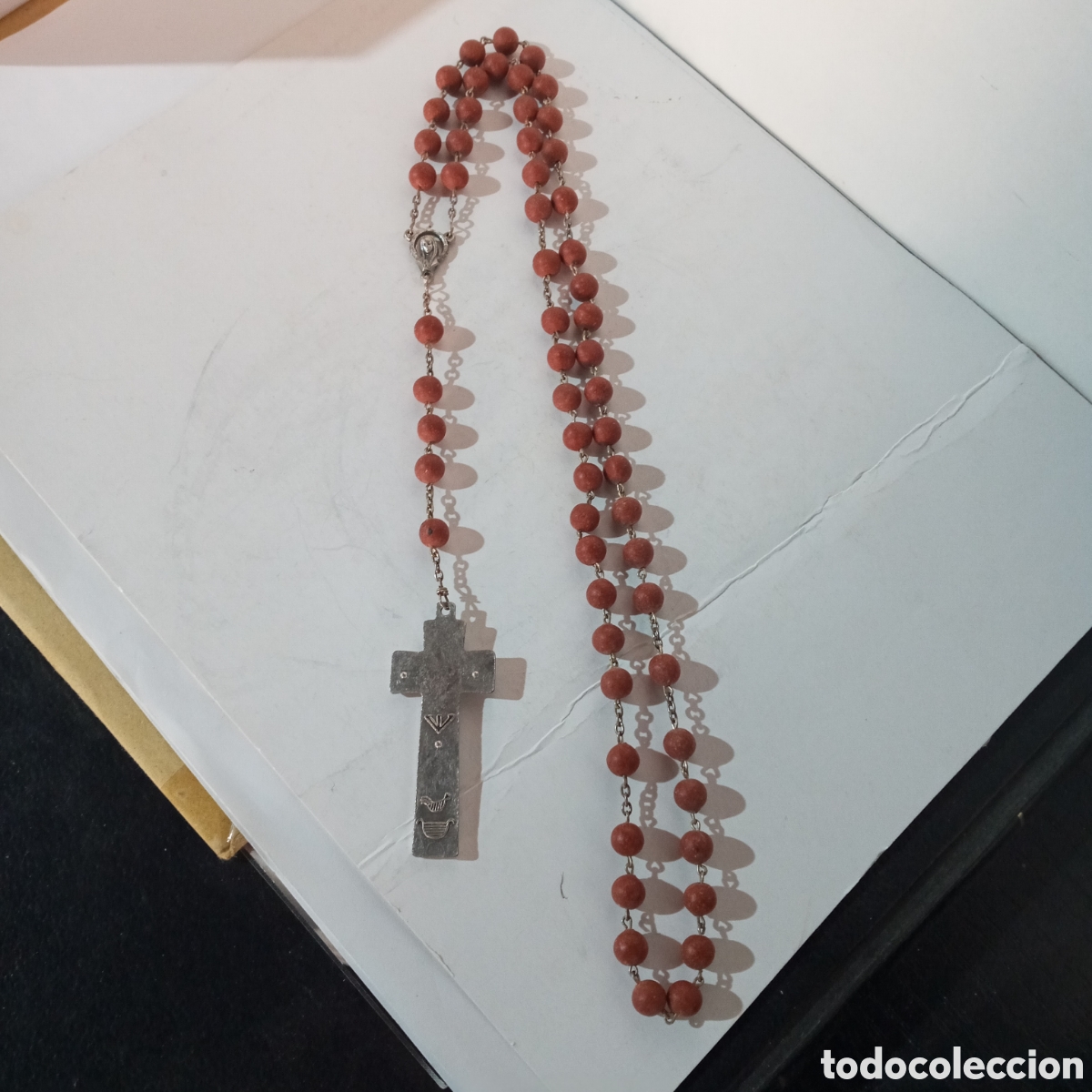 Antig&uuml;edades: ANTIGUO ROSARIO CON CUENTAS DE MADERA - Foto 5