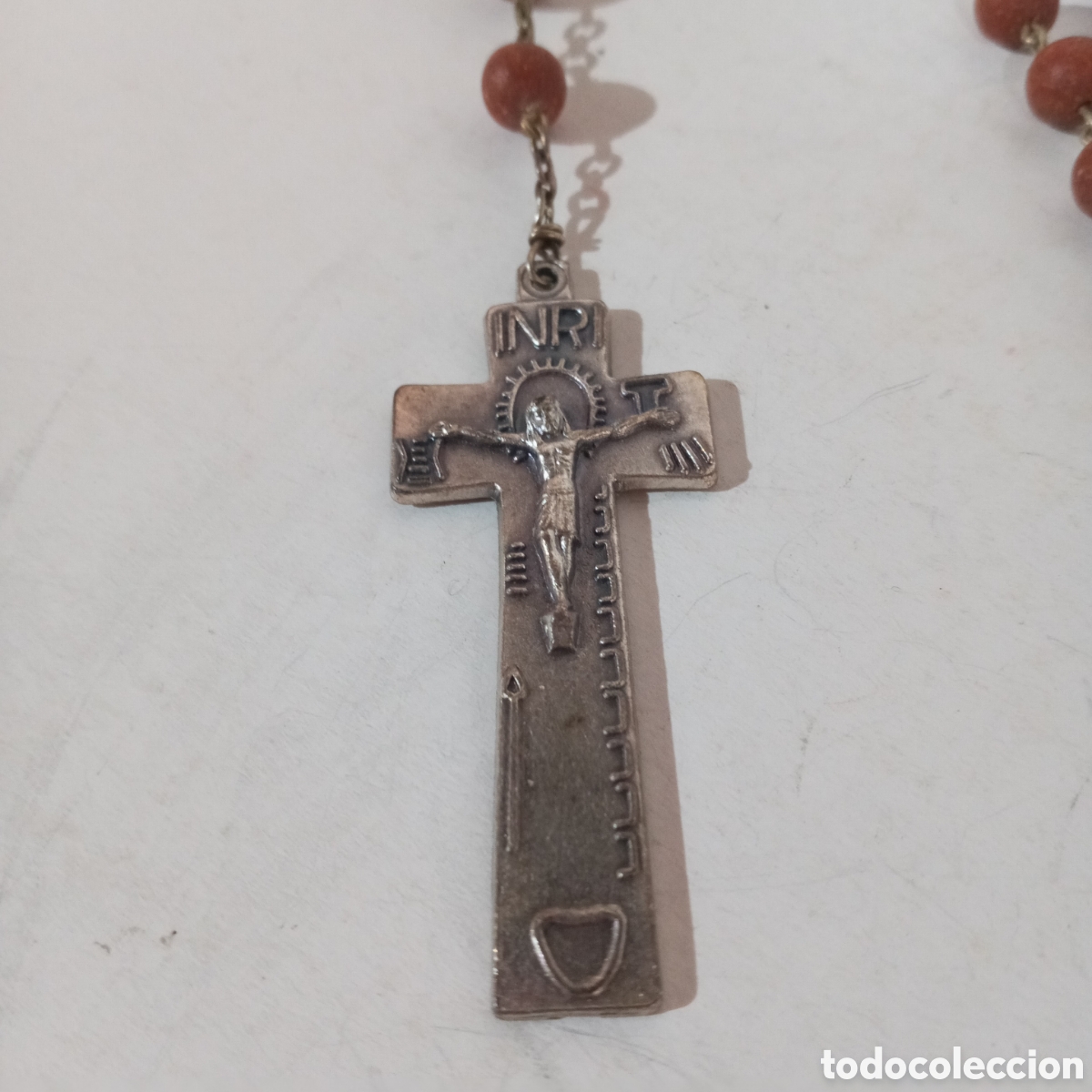 Antig&uuml;edades: ANTIGUO ROSARIO CON CUENTAS DE MADERA - Foto 7
