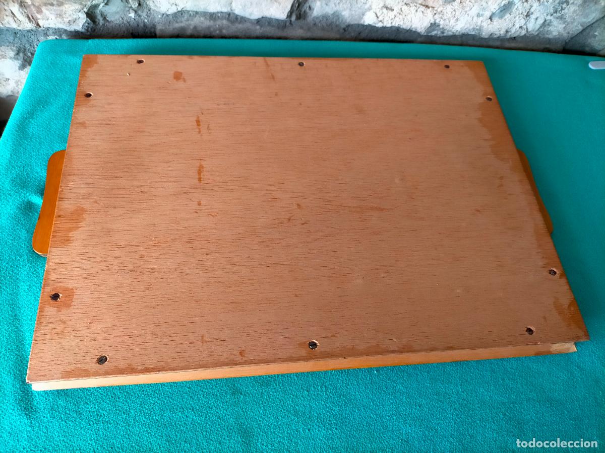 Antig&uuml;edades: Bandeja antigua rectangular de madera tallada forma hojas - Foto 6