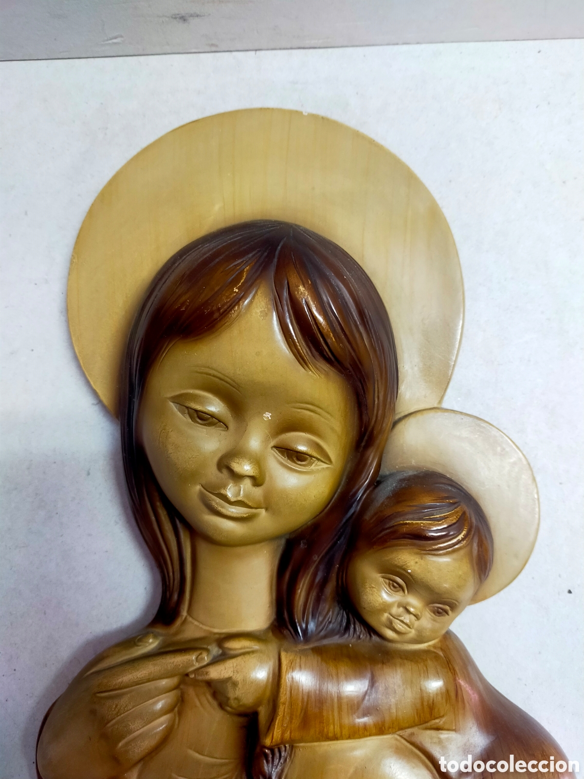 Antig&uuml;edades: VIRGEN CON NI&Ntilde;O EN ESCAYOLA. - Foto 2