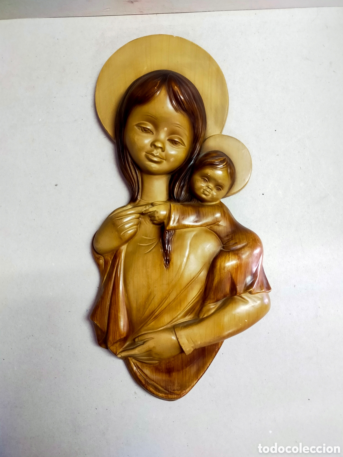Antig&uuml;edades: VIRGEN CON NI&Ntilde;O EN ESCAYOLA. - Foto 1
