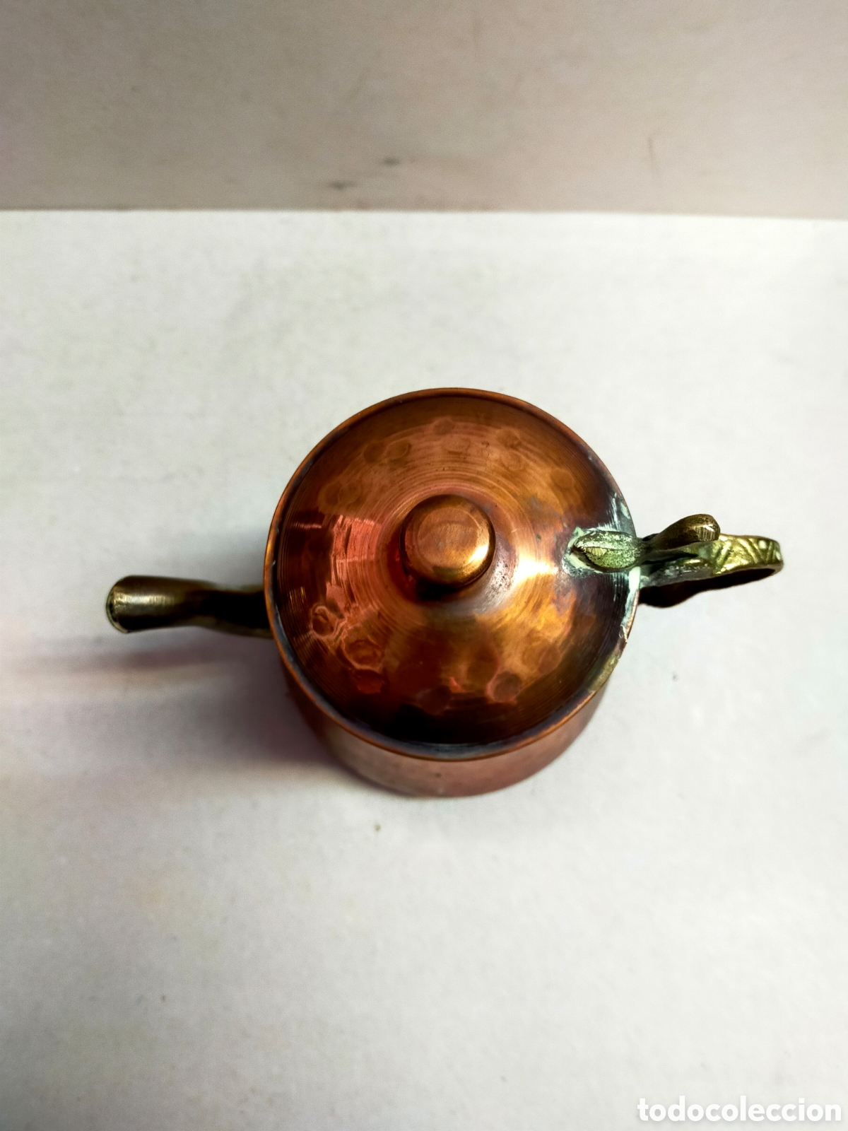 Antig&uuml;edades: CAFETERA DE COBRE Y LATON. 20 CM. - Foto 7