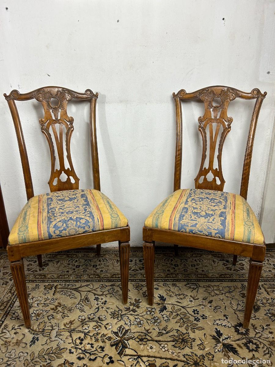 Antig&uuml;edades: Conjunto de 3 sillas de Nogal - Foto 1