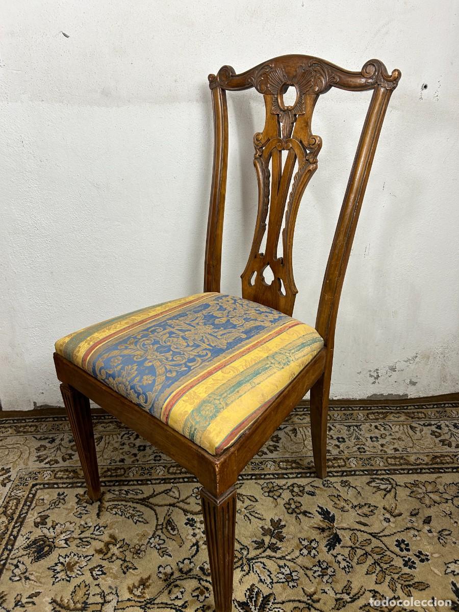 Antig&uuml;edades: Conjunto de 3 sillas de Nogal - Foto 3