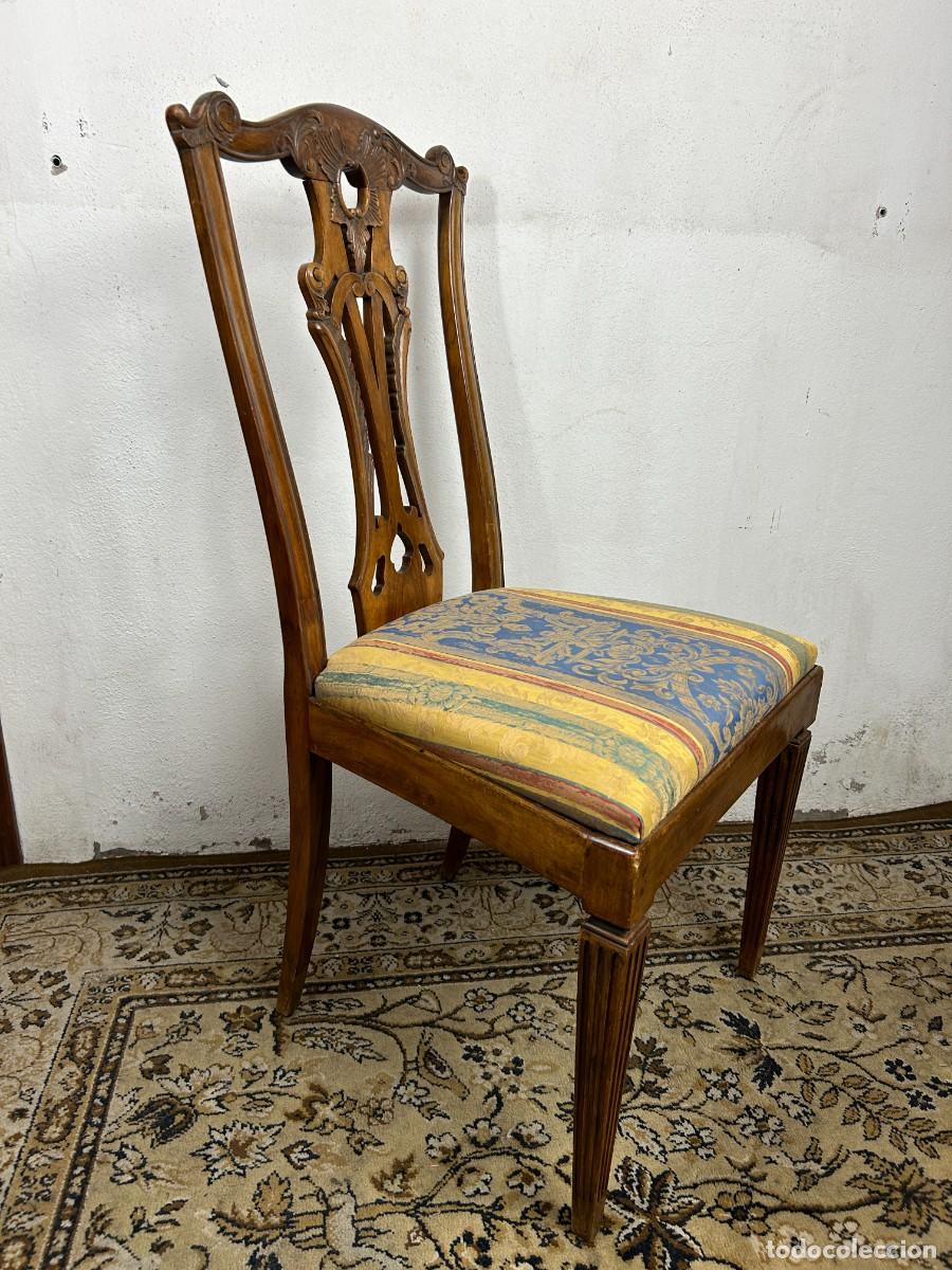 Antig&uuml;edades: Conjunto de 3 sillas de Nogal - Foto 4