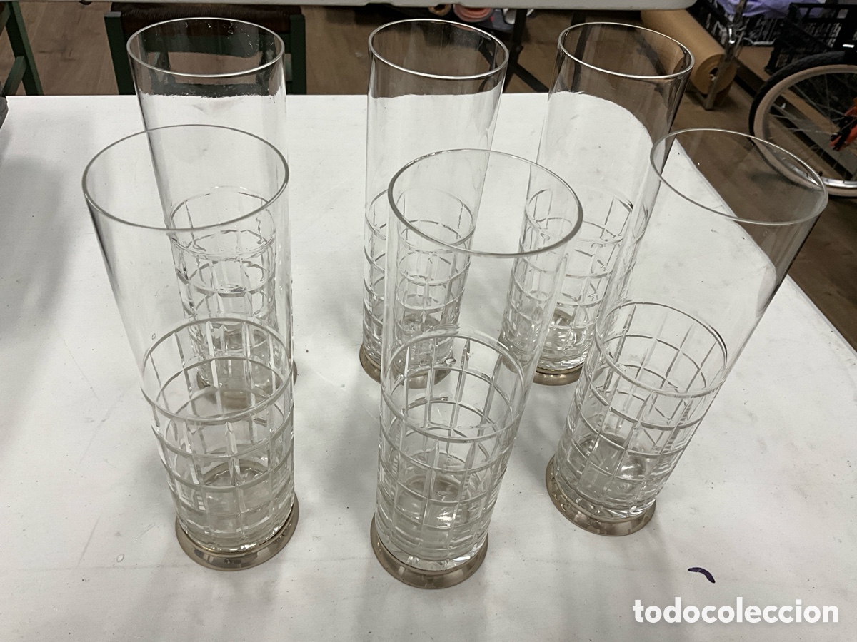 Antig&uuml;edades: 6 vasos tallados con pie de plata - Foto 2