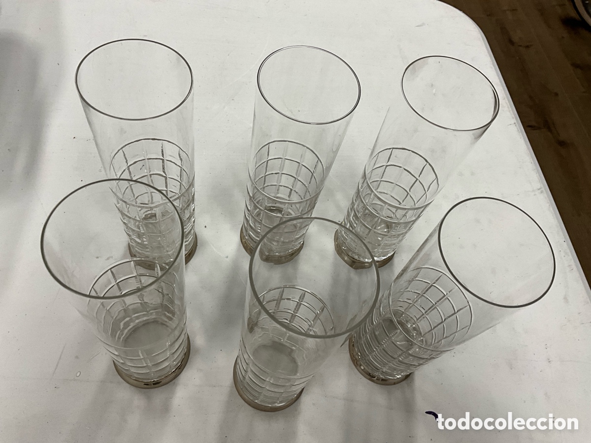 Antig&uuml;edades: 6 vasos tallados con pie de plata - Foto 1