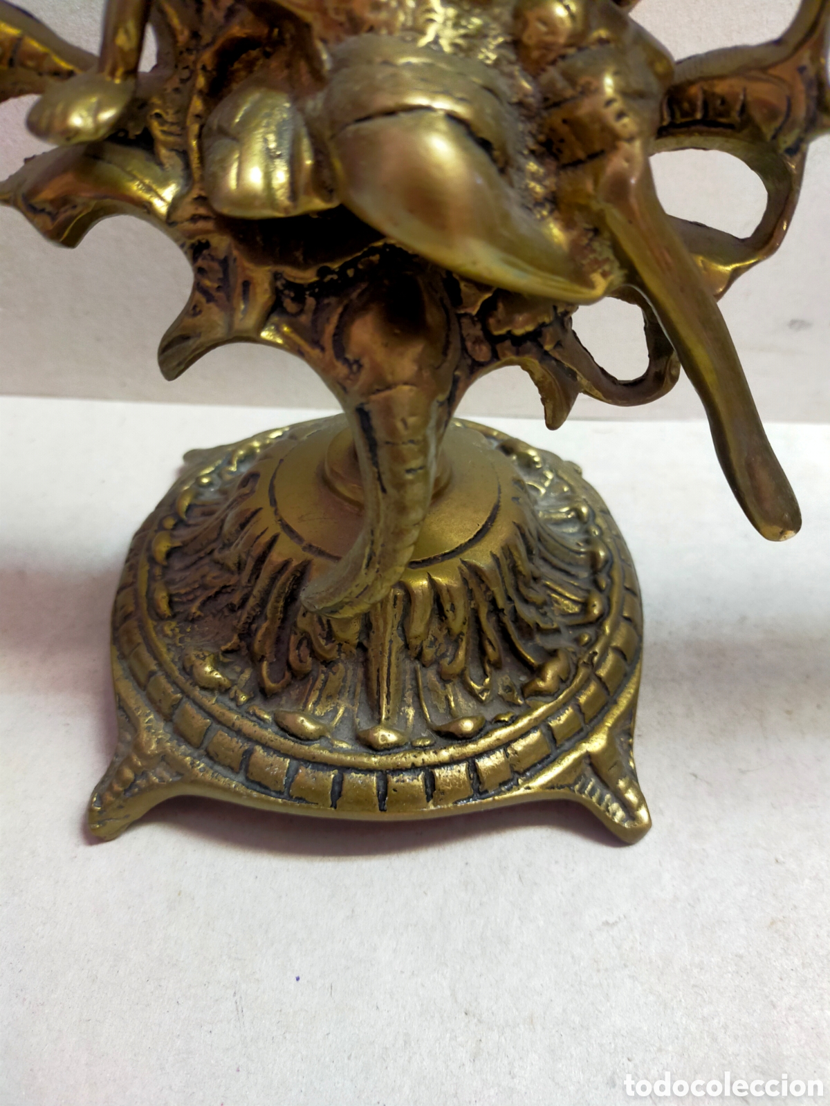 Antig&uuml;edades: PAREJA DE CANDELABROS EN BRONCE. 3 LUCES. - Foto 7