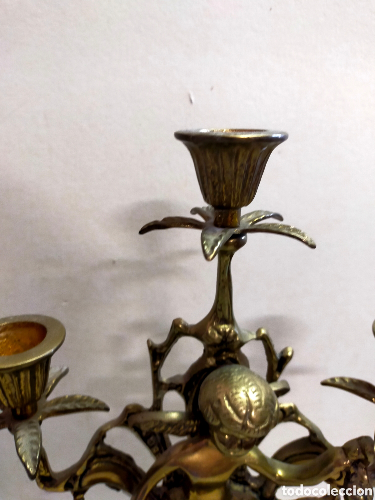 Antig&uuml;edades: PAREJA DE CANDELABROS EN BRONCE. 3 LUCES. - Foto 9
